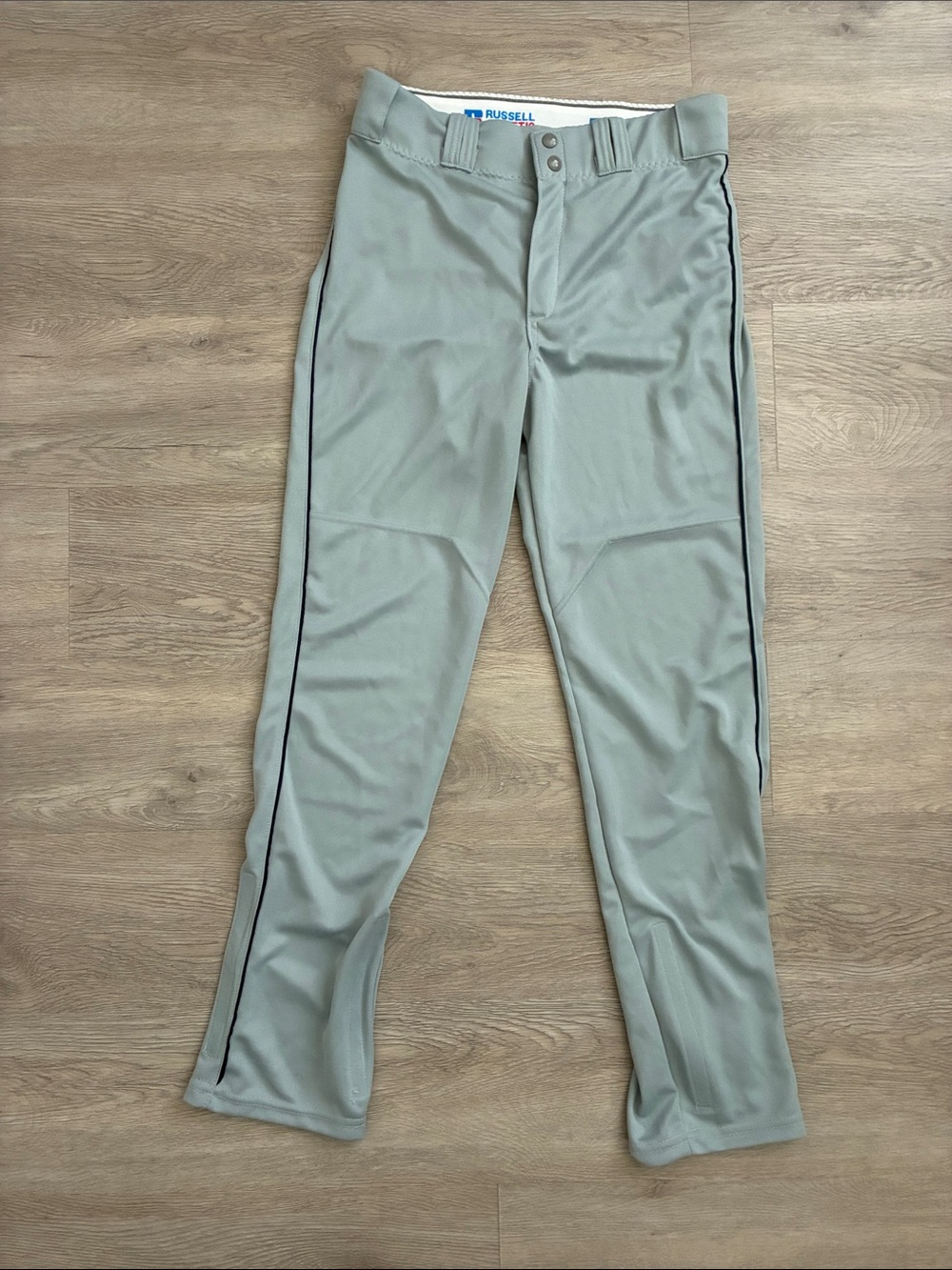 Russell Athletic Light Gray Baseball Pants with Black Side Piping